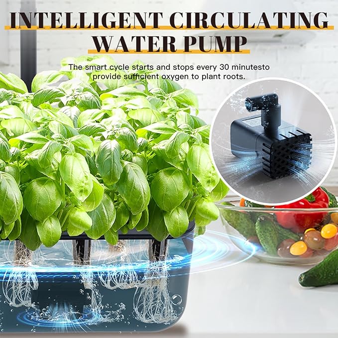 Indoor Garden Hydroponic System with LED Grow Light Hydroponic Tower 10 Pods Plant Germination Kit Height Adjustable Aeroponic Tower Garden System Black