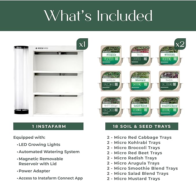 Indoor Garden Fully Automated LED Growing Unit for Microgreens Herbs Leafy Greens Organic Soil-Based Low/No Maintenance Easy Standalone Unit Designed &amp Assembled in The USA