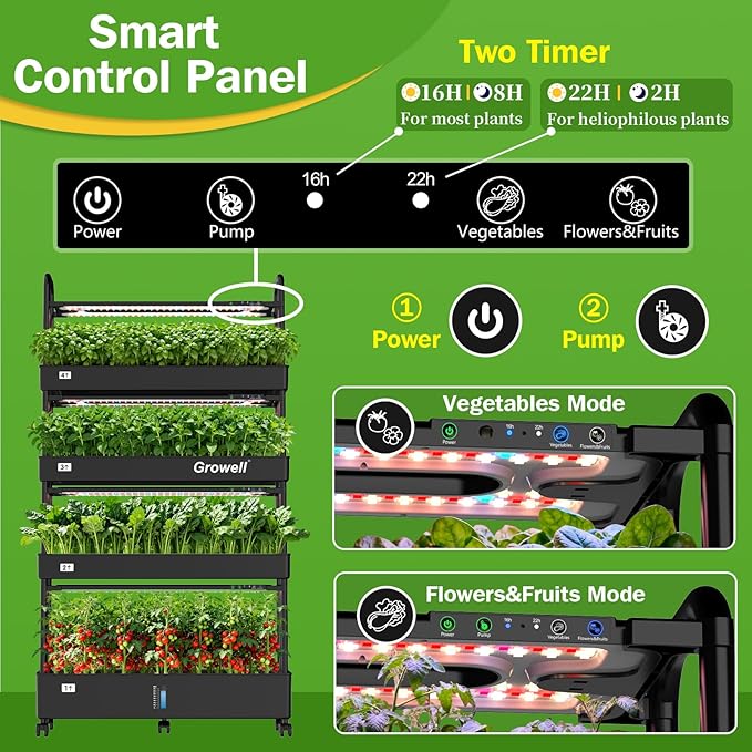 Large Hydroponics Growing System Kit 120 Pods Vertical Indoor Herb Garden Kit with 2 Light Modes &amp Auto Circulating Water System 48L Movable Indoor Gardening System for Herb Vegetable Fruit