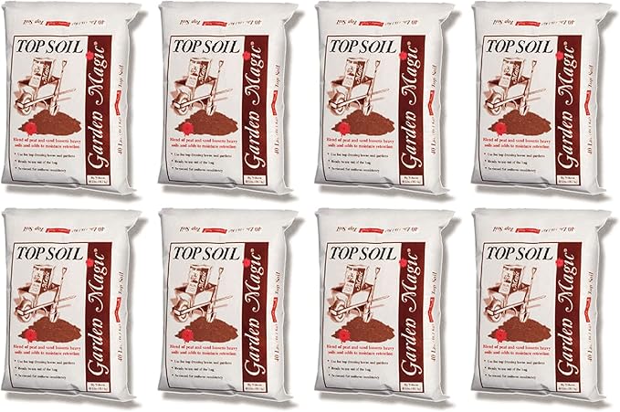 Michigan Peat 8 Pack Garden Magic Indoor and Outdoor Organic Planting Potting Topsoil Mix Blend with Moisture Retention 40-Pound Bag
