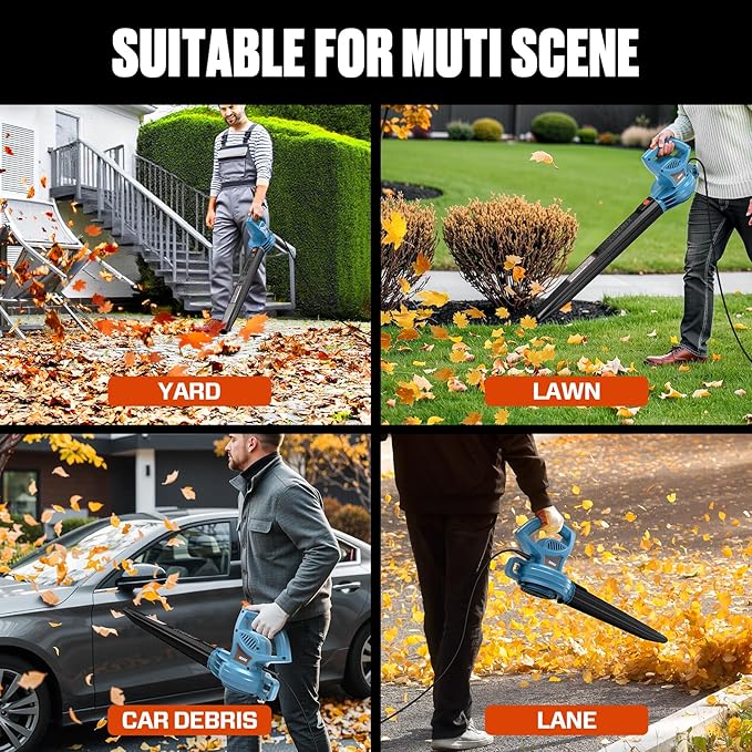 SENIX 6 AMP Handheld Electric Leaf Blower Up to 260 CFM and 155 MPH Lightweight 120V (BLE06-L)