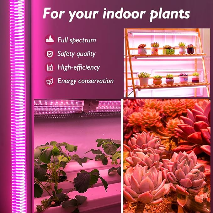 Grow Lights for Indoor Plants Full Spectrum LED Grow LightPlant Light for Indoor Plants252W(6x42W 1400W Equivalent) 4ft Linkable DesignGreenhouse6 Pack Pink