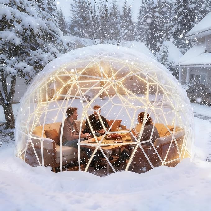 Garden Dome Tent 9.6/12/15 ft Outdoor Clear Bubble Tent for 2-8 Person All-Weather Geodesic Dome Greenhouse with Window &amp Door PVC Transparent Tent for Patio Camping Party
