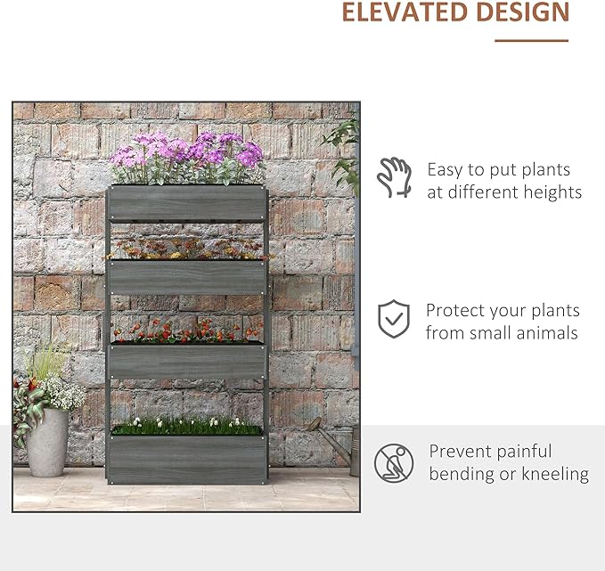 4-Tier Raised Garden Bed with Adjustable Angles