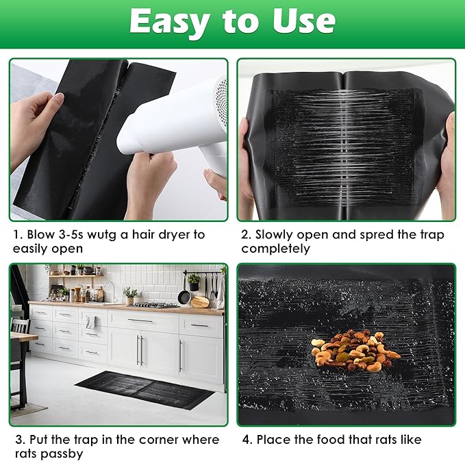 24 Pack 47 x 11 Mouse Glue Traps Large Super Sticky Rat Glue Traps Anti Slip and Pet Friendly Peanut Scented Mice Sticky Board That Work for Home Indoor Outdoor Restaurant Kitchen Office