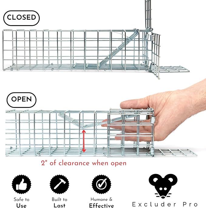 Excluder One Way Squirrel and Rodent Trap - Control Mice Rats Bats Squirrels and More - Fine Copper Mesh Wool Included To Seal Hole- Better than Steel Wool - Good for Attic Door (3 x 3 Opening)