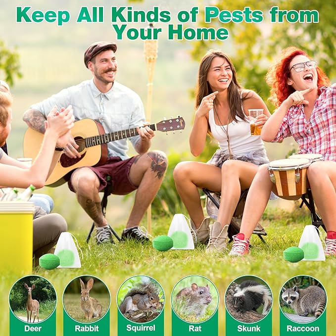 24 Pack Peppermint Skunk Repellent Raccoon Repellent Ball for House Garage Garden Car Engine Indoor Raccoon Deterrent for Outdoor Keep Skunks and Raccoons Out Natural Ingredients Pet Safe Green