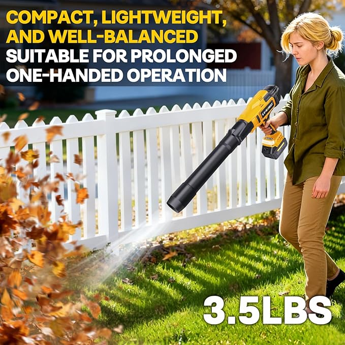 Cordless Leaf Blower with 2 X 4.0Ah Batteries and ChargerBattery Powered Blower800000RPMHandheld Leaf Blower for Lawn Care PatioCar Drying Leaves &amp Dust