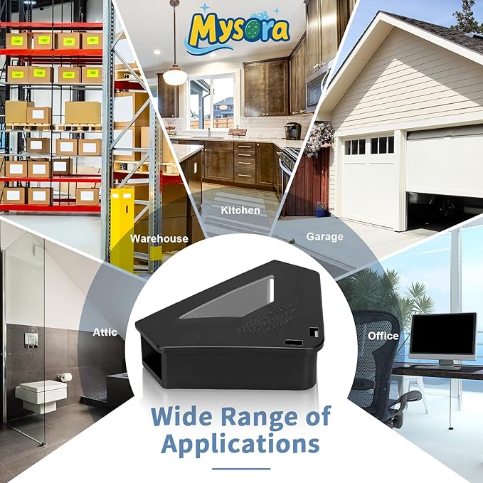 12 Pack Mouse Bait Stations with Visible Window &amp Keys Lockable Rodent Control Boxes Triangular Mice Traps Box for Indoor Outdoor Corners Garage Kitchen Bait Not Included (Black)