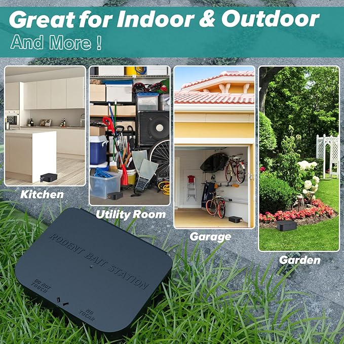 Rat Station Box with 1 Key Complete Rodent Solution Keeps Rats Away Pet &amp Child-Safe Lock &amp Key Available Reusable &amp Long-Lasting Indoor &amp Outdoor 6 Pack