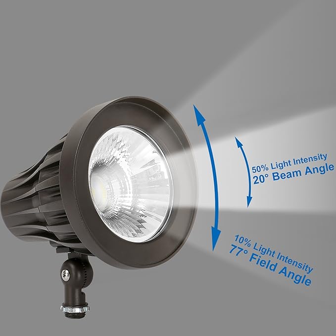 GKOLED Narrow Beam Angle 30Watt Bullet/Round LED Spotlight with Solid Ground Post