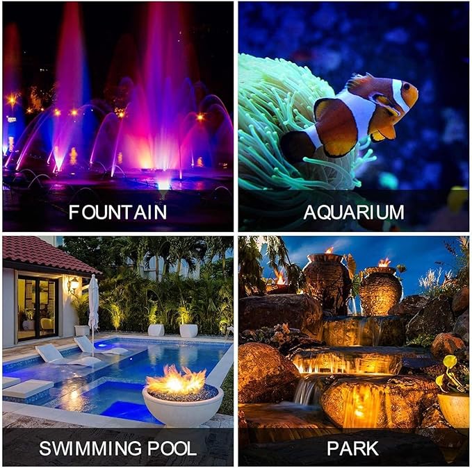 Underwater SpotLightsRemote Control Change Color Submersible Lights Waterproof for Garden Pond Aquarium Courtyard Pool Fountain(3 * 3W(DC12V))