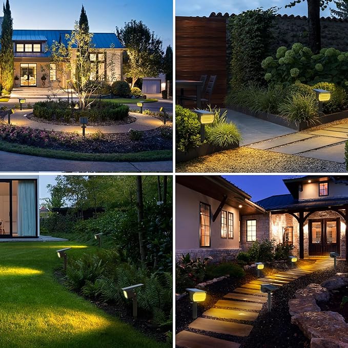 Solar Spot Lights Outdoor Motion Sensor with 3 Modes [ 4 Pack/56 LED ] Solar Spotlights Outdoor Waterproof 2-in-1 Auto On/Off Landscape Lighting for Outside Yard Wall Garden Pathway Warm White