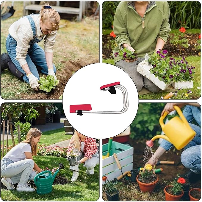 Garden kneeler knee seat stool ergonomic chair Ergonomic Gardening Seat Tool Strap on Kneeling Device Farm Work Protect Knees Including Hand Trowel Transplant Trowel and Cultivator Hand Rake(Red)