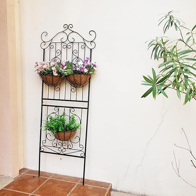 1 Pack 59 H x 22 W Garden Trellis for Climbing Plants Outdoor Plant Climbing Rose Trellis Iron Trellis Ivy Cucumbers Decorative Metal Black