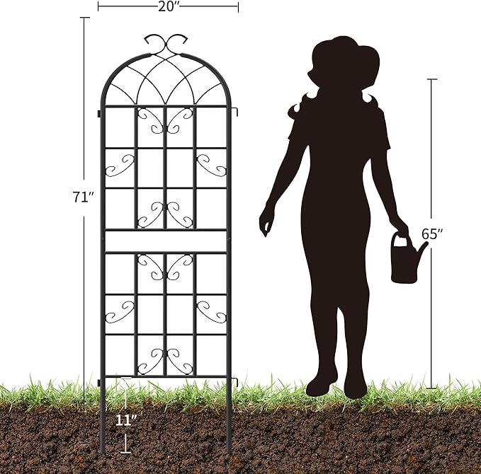 4 Pack 71x20in Garden Trellises Butterfly Black Metal Coated Rustproof Trellis for Climbing Plants Outdoor Roses Vegetables Vines Cucumbers