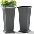 Set of 2 Tall Planters 24 Large Indoor Outdoor Flower Pots with Tray Modern Tapered Planters for Porch Patio Garden Backyard
