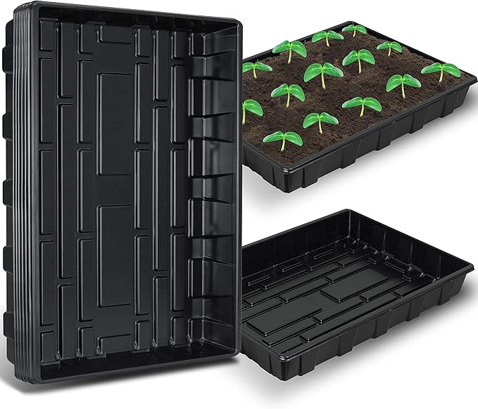 Gardzen 10 Pack Seed Trays Reusable Plant Grow Trays Ideal for Seed Starting Microgreens Indoor Gardening and Greenhouse Plant Nurseries - No Drain Holes 17.3 x 13