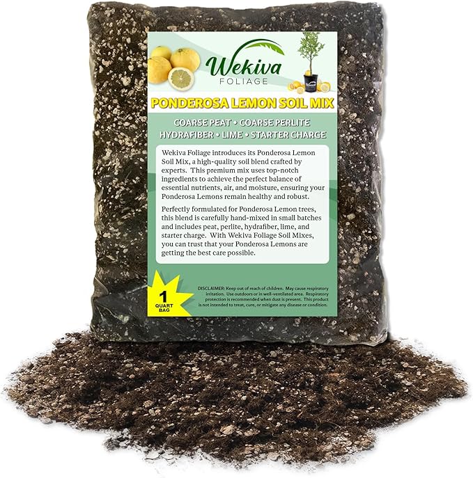 Ponderosa Lemon Tree Growing Soil Mix – 5 Quarts - Custom Soil Blend – Potting Mix for Ponderosa Lemon Trees – Specially Developed by and for Professional Nursery Growers - Nutrient-Rich Formula