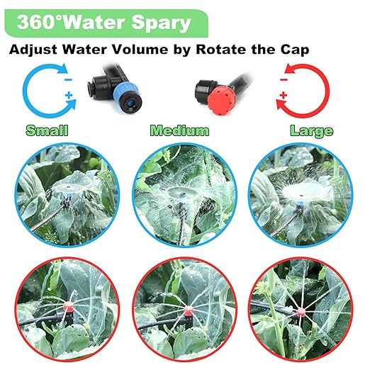Drip Irrigation Kit – 2026 New Quick-Connect Micro Irrigation System with 46FT 1/2'' Tubing Locking Nozzle Emitters Adjustable Misting Sprayers for Gardens Lawns Raised Beds and Greenhouses