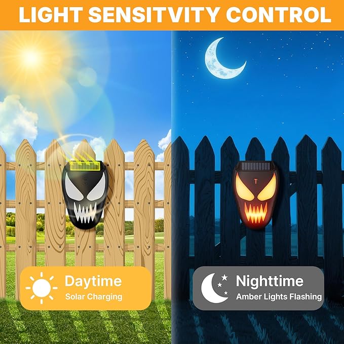 Solar Nocturnal Animal Repeller with Flickering Flame Effect Waterproof Outdoor Deterrent for Raccoon Coyote Fox Skunk Deer - Predator Light for Chicken Coop Garden