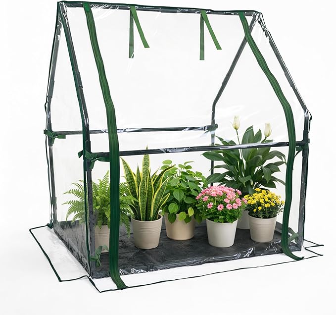 Gardzen Mini Greenhouse with Waterproof Base Indoor/Outdoor Tabletop Greenhouse for Seed Starting Plant Protection Gardening &amp Winter Shelter 36.2(L) x18.9(W) x33.3(H)