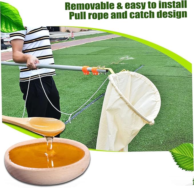 Bee Catcher Net Swarm Trap Canvas Bee Swarm Trap Bag with Lockable Base Bee Cage Beekeeping Tool Steel Frame Swarm Traps for Honey Bees Bee Traps for Outside
