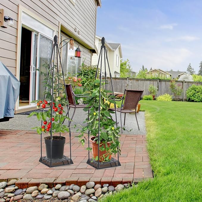 Garden Trellis for Climbing Plants Metal Plant Support Plants Climbing Trelli Frame Rustproof Obelisks Clematis Support for Pots Plant Rose Tomato Cucumber Flowers Grape Pea