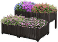 4 Piece Raised Garden Bed with Legs Self-Watering Planter Box Raised Bed to Grow Flowers Herbs &amp Vegetables Brown