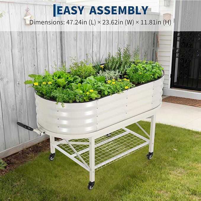 Galvanized Raised Garden Bed Kit with Cover Heavy-Duty Modular Metal Planter Raised Beds for Vegetables with Tool-Assisted Simple Assembly Reinforced Panels &amp Optimal Drainage