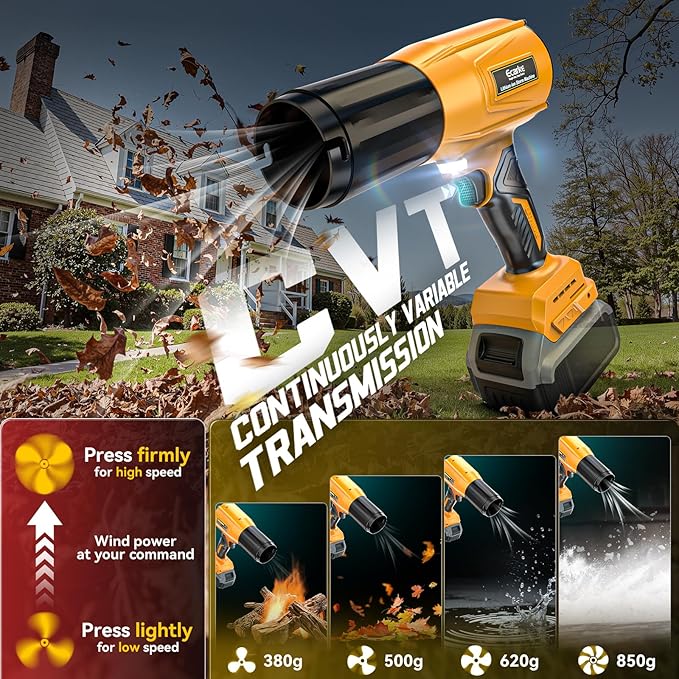 800000 RPM Leaf Blower Compatible with Dewalt 20V: Ecarke Cordless Dust Blower Electric Turbo Jet Blower Handheld Battery Powered with Brushless Motor for Patio Garden Lawn (No Battery)