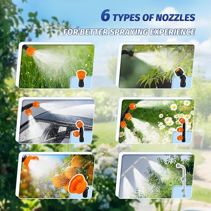 LANUEVA 5.28 Gal/20L Battery Powered Sprayer with Mixing System 78-101 PSI Adjustable Electric Backpack Sprayer with Six Mist Nozzles&ampTelescopic Wand Weed Sprayer for Lawn Garden Home Cleaning