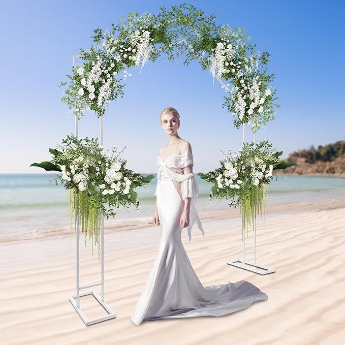 Arch Backdrop Stand A-Shape Wedding Arch Trellis Wedding Flower Frame for Garden Decorations Outdoor Party Decorations 6.56 * 7.87FT (White)