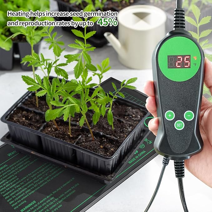 Seedling Heat Mat with Thermostat Pack of 4 Dual Certified by MET and UL Plant Heating Mat Pad Equipped with A Temperature Probe It Automatically Maintains A Constant Temperature