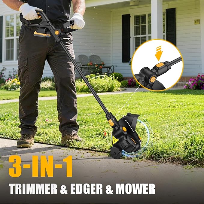 Cordless Weed Eater &amp Leaf Blower Combo Compatible with Dewalt 20V Max Battery(Tool Only) 12 Weed Wacker &amp String Trimmer Edger 3-in-1 Battery Operated Weed Trimmer with Auto-Feed