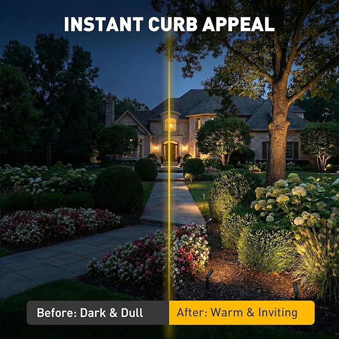 GOLDEN STAR Low Voltage Landscape Light 3W 100Lumen 12V Outdoor Spotlights LED Landscape Lighting 3000K Warm White Flood Lights 2Pack with Metal Stake &amp Connector for Walls Trees Yard Garden Tree