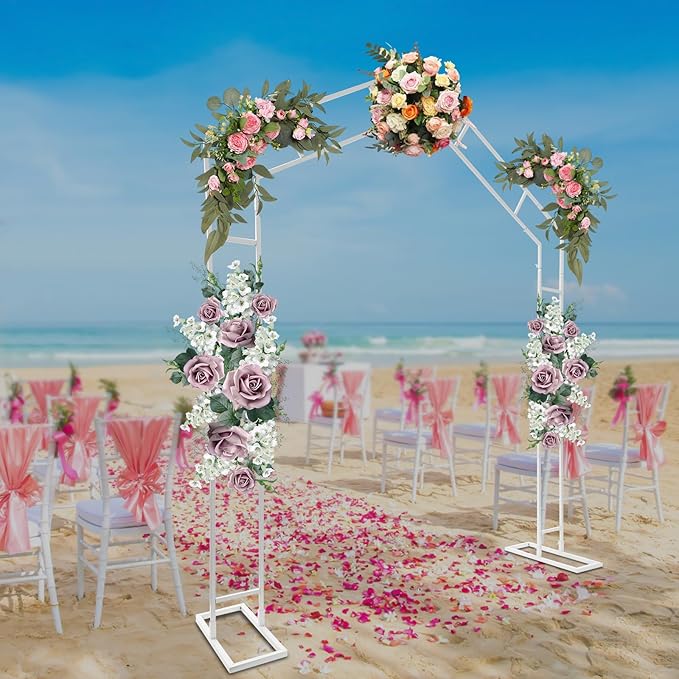 Arch Backdrop Stand A-Shape Wedding Arch Trellis Wedding Flower Frame for Garden Decorations Outdoor Party Decorations 6.56 * 7.87FT (White)