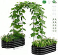DoCred 3 in 1 Raised Garden Bed with 87in Tall Arch Trellis for Climbing Plants Galvanized Planter Garden Box Outdoor for Gardening Climbing Vegetables Flower Black