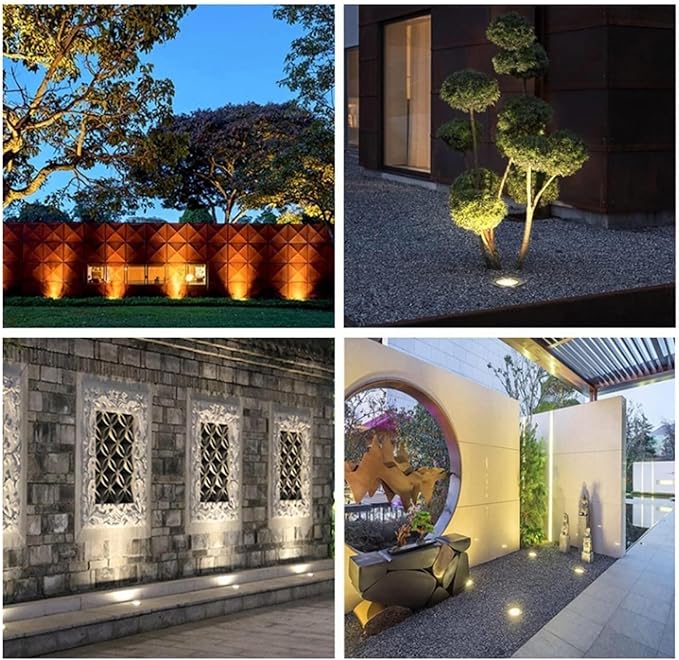Outdoor Buried LED Landscape Lights - IP66 Waterproof Recessed Spotlights 24V Round Garden Underground Lights (Blue &amp Green 15W)