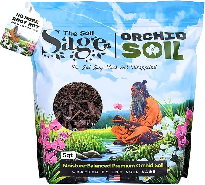 Soil Sage Premium Orchid Potting Mix - 5 qt. U.S.A. Made Orchid Soil Blend with Pine Bark Sphagnum Moss Charcoal Coconut Coir Pumice &amp Mycorrhizae for Healthy Roots - Improved Drainage &amp