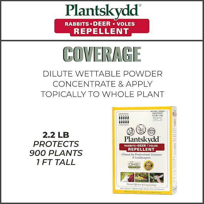 Plantskydd Animal Repellent - Repels Deer Rabbits Elk Moose Hares Voles Squirrels Chipmunks and Other Herbivores Wettable Powder Concentrate - 2.2 LB Box - Makes 2.5 Gallon Liquid (PSP-R2)