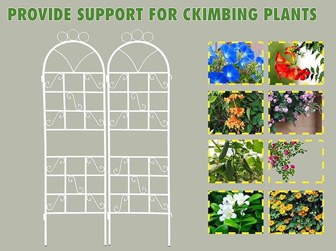 1Set (2pcs) Metal Garden Trellis for Climbing Plants Outdoor Rustproof Plant Support -Ceramic whiteware
