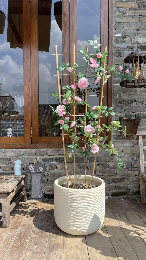 Natural Bamboo Trellis 4Feet3PackFan-Shaped Plant Support Trellis for Outdoor and Indoor Potted Climbing PlantsVegetables Cucumber Tomato Hoya