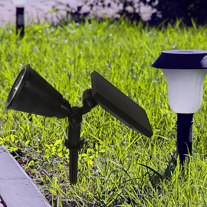 Hemoton Outdoor Waterproof 4led Warm White Powered Lawn Lights with 3 Lighting Modes for Garden Yard Pathway Tree Uplighting