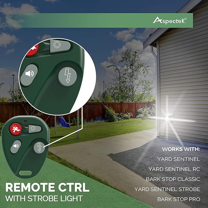 ASPECTEK Ultrasonic Outdoor Animal Pest Repellent Yard Sentinel RC Pest Repeller Pest Control includes Motion Detector 4 Key Remote - Rodents Cats Rats Mouse Mice Deer Frequency: 15-18 kHz