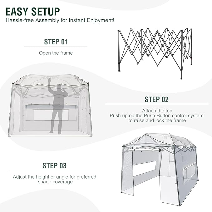 11 x 8.5 x 7.5 FT Walk-in Greenhouse Portable Pop-up Greenhouse for Indoor Outdoor Plant Garden Green House with Zippered Doors Screen Windows Heavy Duty Frame and Durable PE Cover