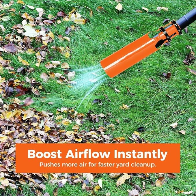 Leaf Blower Air BoosterLeaf Blower Nozzle Attachment Boosts Air Speed &amp Efficiency Easy to Install Airflow Accelerator Yard Cleanup Artifact (Black)