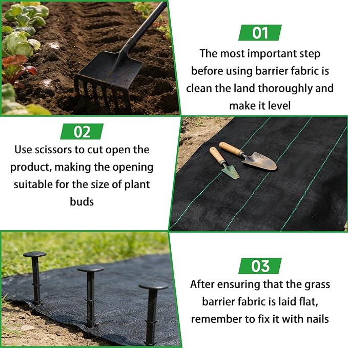 Weed Barrier Fabric Planting Cover - 3 x 150 FT Heavy Duty Landscape Fabric Ground Cover Block for Outdoor Planting
