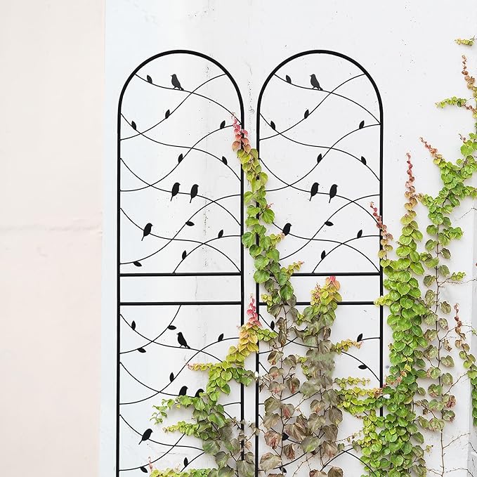 2 Pack Metal Garden Trellis 71 in x 19.7 in Rustproof Powder-Coated Plant Support for Climbing Vines Roses Peas Cucumbers Beans and More – Black