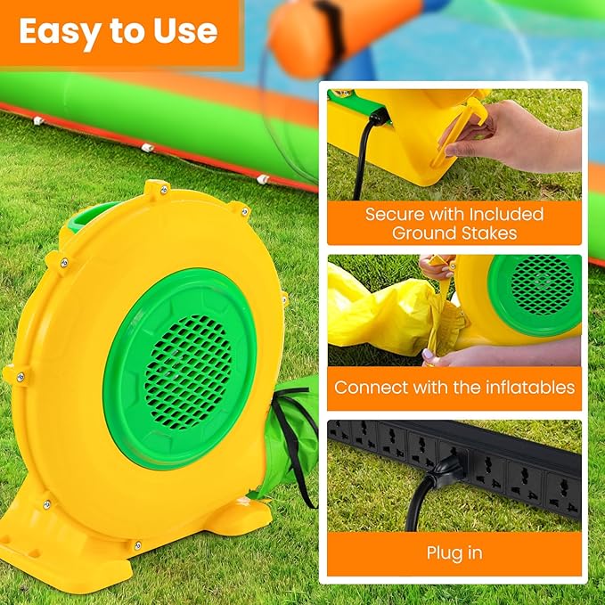 Costzon Air Blower 680W Bounce House Blower Pump Fan Commercial Inflatable Bouncer Blower 2340pa Air Blower for Inflatables Perfect for Inflatable Water Slide Jumper Bouncy Castle